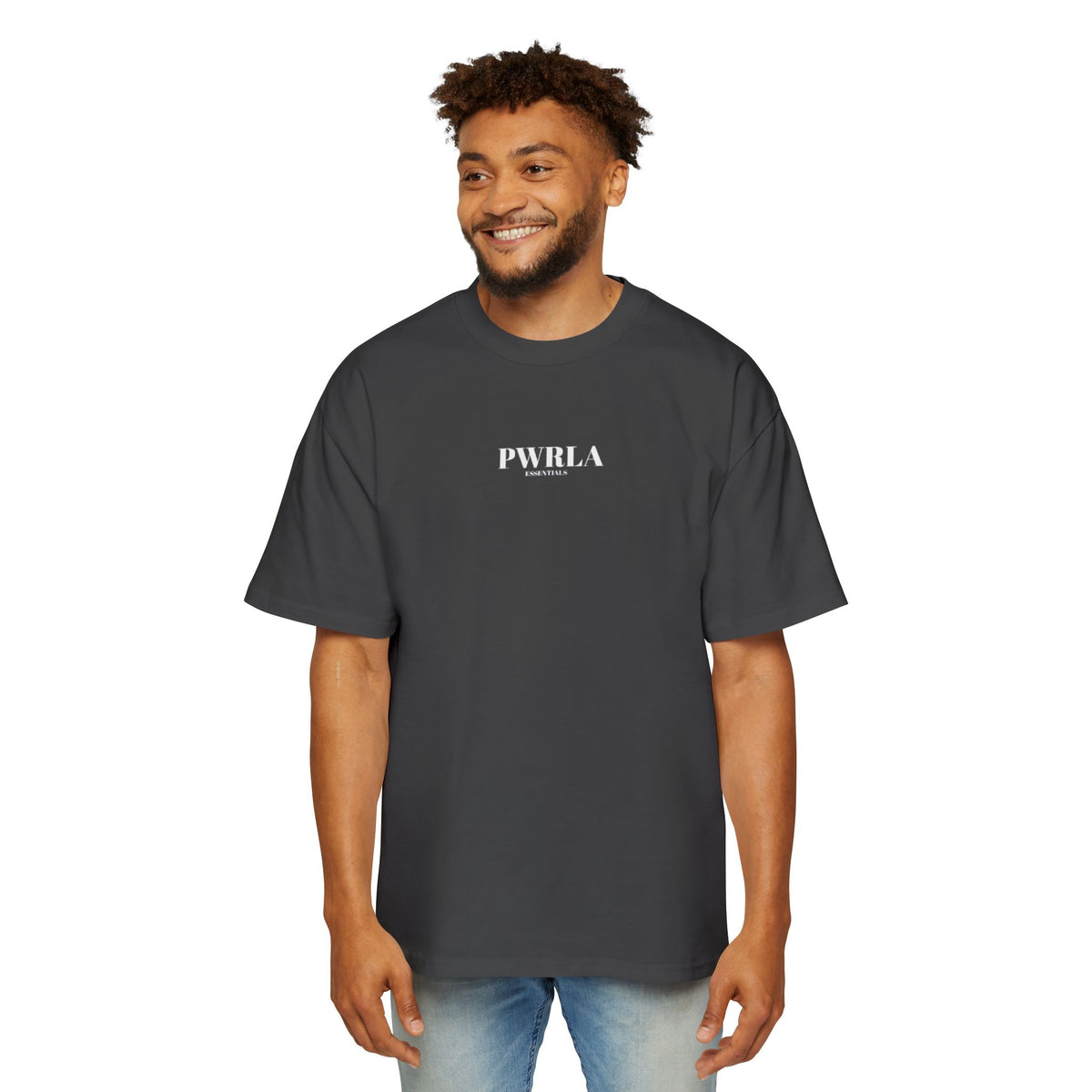 Men's Oversized Tee — Minimal 'PWRLA' Logo Streetwear T-Shirt