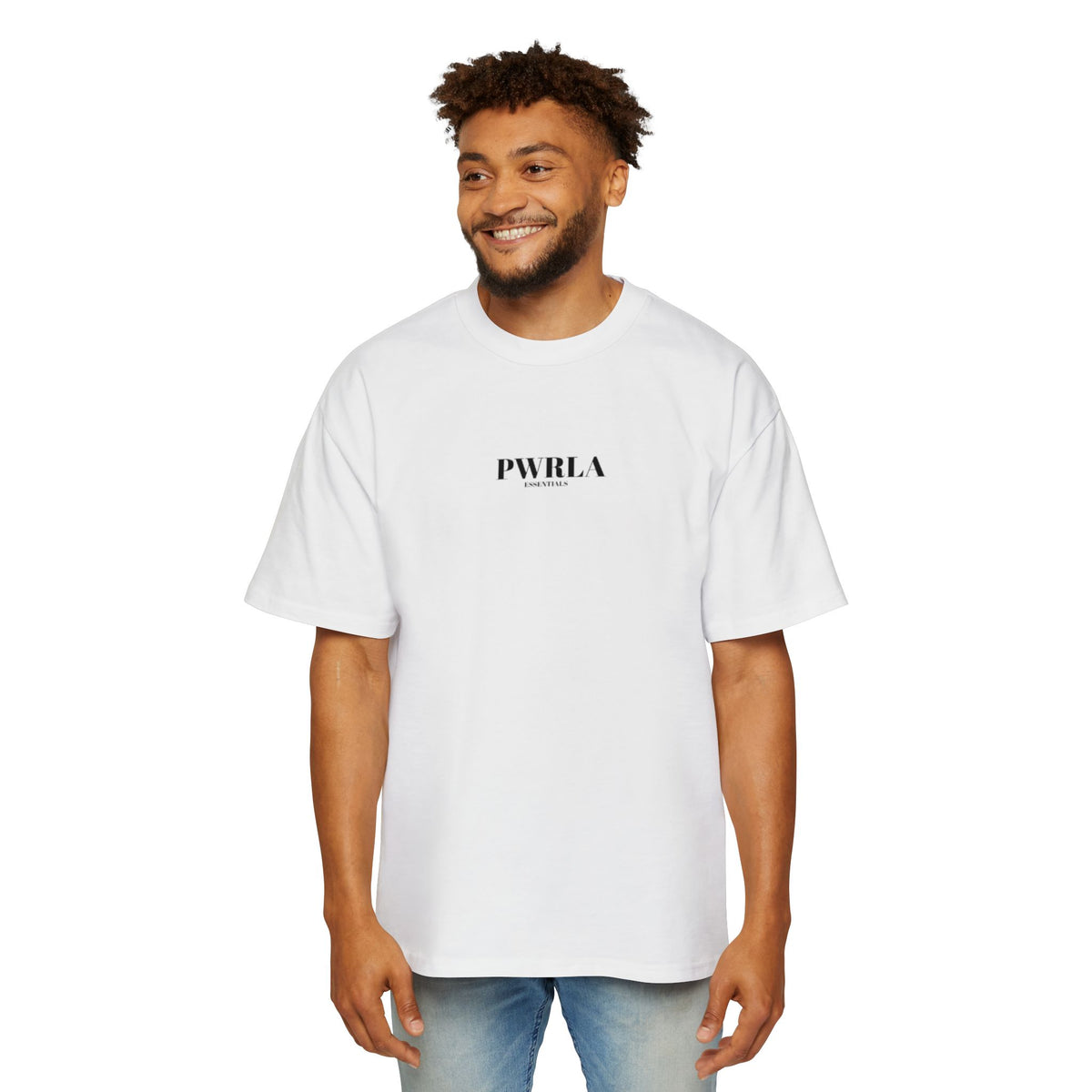 Men's Oversized Tee — Minimal 'PWRLA' Logo Streetwear T-Shirt